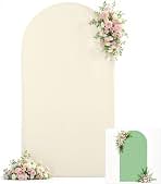 Beige Green Arch Cover 7.2ft Spandex Wedding Arch Backdrop Cover for Baby in Bloom Birthday Party Bridal Shower Balloon Arch Stand Cover Party Photo Arch Covers Stretchy Backdrop Background