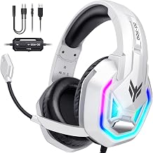 BENGOO Gaming Headset for PS5, PS4, Xbox Series X|S, Xbox One, PC, Switch, Mac - RGB Over-Ear Headphones with 7.1 Surround Sound, Noise Cancelling Mic, 50mm Drivers & Memory Earmuffs for Nintendo 64