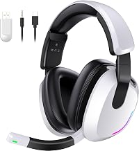 BENGOO Wireless Gaming Headset for PS5 PS4 PC Switch Mac - RGB Over-Ear Headphones with Noise Cancelling Mic, 60H Playtime, 7.1 Surround Sound, Bluetooth 5.4 & Memory Foam Ear Cushions