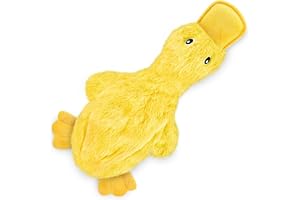 Best Pet Supplies Interactive Squeaky Dog Chew Toy, Ideal Dog Toys for Chewers, Small, Medium & Large Dogs, and Fetch Lovers - Crinkle Duck (Yellow), Large