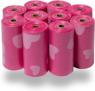 Best Pet Supplies Poop Bags for Dogs - Pink Heart, 150 Count
