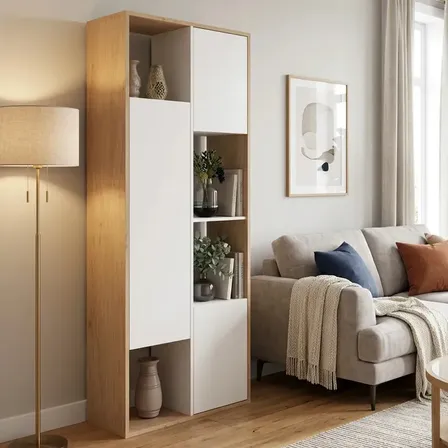 Biblioteca Estanteria Melamina 175 Cm Dise&ntilde;o Moderno Linea Venezia Organizador Con 3 Puertas Oficina Living Comedor Exhibidor Librero Blanco Roble Kendal Ev180 Dielfe