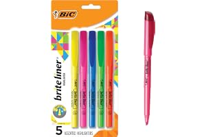 BIC Brite Liner Highlighters, Chisel Tip, School Supplies for Students and Teachers, Ideal for Notes, Textbooks, and Classroom Use, 5-Count Pack in Assorted Colors
