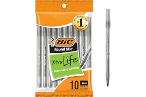BIC Round Stic Black Ballpoint Pens, Medium Point, 1.0mm, 10-Count | Bulk Pack for Office or School, Flexible Round Barrel for Comfort, Smooth Ink for Consistent Writing, Dependable Performance