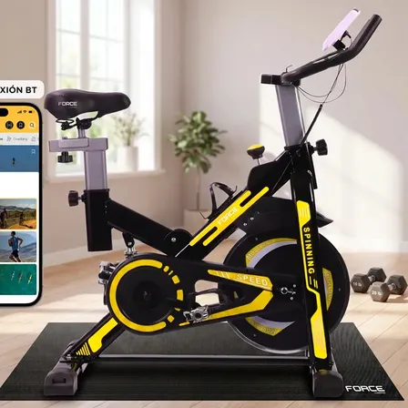 Bicicleta Fija De Spinning Force By Gadnic Disco De Inercia 6 Kg Con Amortiguador Display LCD Soporte De Botellas