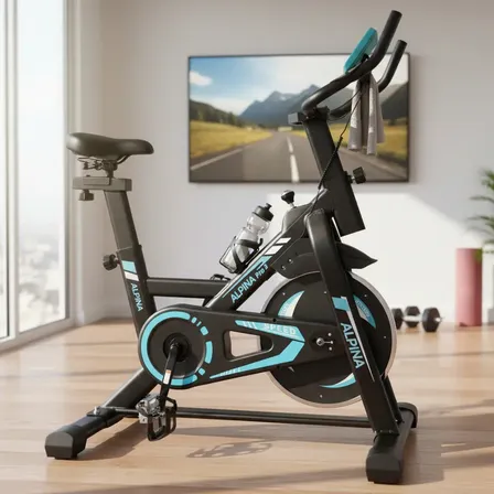 Bicicleta Fija Estatica Alpina 3 Profesional Spinning 8 Kg Negro/celeste