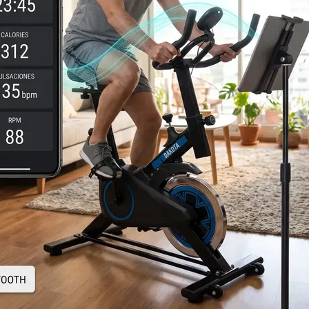Bicicleta Fija Spinning 150kg Reforzada Dakota Bluetooth 6kg Color Negro