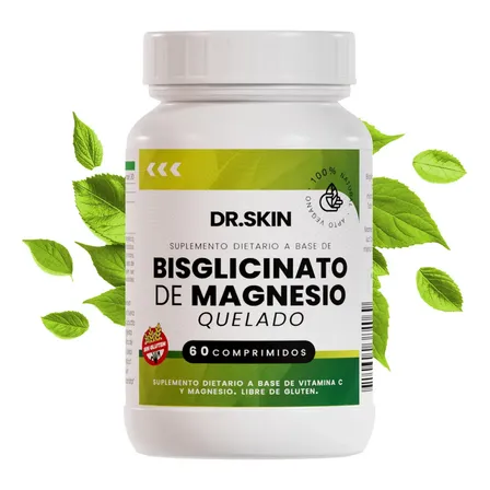 Bisglicinato De Magnesio Quelado | 1000 Mg | 60 Comprimidos | Dr Skin | &iexcl;Dorm&iacute; Mejor, Baj&aacute; El Estr&eacute;s Y La Ansiedad Y Fren&aacute; Contracturas Y Calambres! Alta Absorci&oacute;n, Energ&iacute;a Y Relajaci&oacute;n | Glicinato