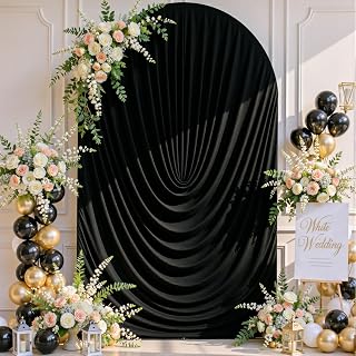 Black Draped Arch Covers 7.2ft Wedding Arch Backdrop Cover Black Arch Covers Stretchy Backdrop Balloon Arch Backdrop for Birthday Graduation Baby Shower Photography Bridal Shower Party Decorations