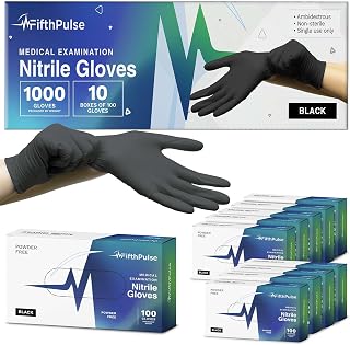 Black Small Nitrile Gloves Case of 1000 - Medical Grade - Latex-Free, Powder-Free - Disposable Nitrile Gloves - Medical Exam, Lab, and Industrial Use