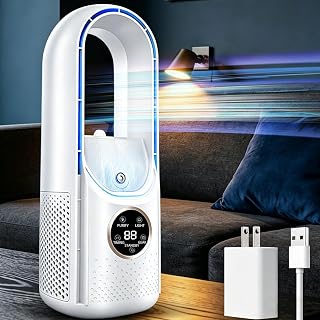 Bladeless Desk Fan, Desktop Bladeless Fan for Desk Office Home Bedroom (No Battery)
