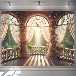 BlissYard Garden Arched Door Wedding Backdrop Banner 7.5x5.9ft | Wedding Photography Backdrop with Garden Arched Door for Engagement Bridal Shower Outdoor Photo Booth Decoration