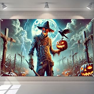 BlissYard Halloween Haunted House Banner 71x43 in Full Moon Party Decor | Spooky Wall Banner, Halloween Photo Background for Photo Booth, Porch and Haunted House, Full Moon Theme