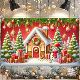 BlissYard Merry Christmas Backdrop 71x43 in Ornaments Decor | Christmas Photo Background and Winter Holiday Wall Banner for Home, Photo Booth and Office, Ornaments Illustration