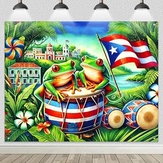 BlissYard Puerto Rico Flag Backdrop Party Decor 8x6ft Puerto Rico Party Photography Background Banner 8x6ft Indoor Outdoor Porch Sign Festivals Wall Backdrop for Home and Events