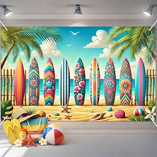 BlissYard Summer Beach Backdrop Banner Hawaiian Beach Party Decorations 71 x 43 inch Pool Party Backdrop Photo Background Summer Surf Hawaiian Tropical Themed Supplies