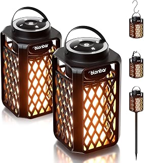 blonbar 2pcs Outdoor Speakers with Torch Atmosphere,10W Portable Bluetooth Stereo Speaker,IP65 Waterproof Led Flame Speakers, Torch Lights for Patio Home Decor, for Men Women Dads Moms