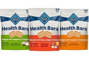 Blue Buffalo Health Bars Dog Biscuits Variety Pack (Bacon Egg Cheese, Apples & Yogurt, Pumpkin & Cinnamon) Healthy Dog Treats with No Artificial Flavors or Preservatives, 16 oz. Each (3 Bags)