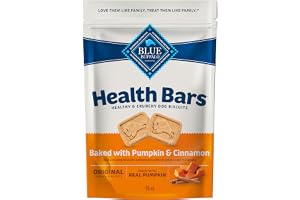 Blue Buffalo Health Bars Pumpkin & Cinnamon Crunchy Dog Biscuits, Oven-Baked with Pumpkin & Natural Ingredients, Healthy Dog Treats with No Artificial Flavors or Preservatives, 16 oz.