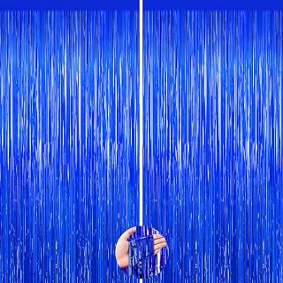 Blue Party Decorations, 2Pack Ocean Party Decor Supplies Blue Party Streamers Birthday Wedding Decorations Tinsel Foil Fringe Curtains Photo Booth Props Celebration Christmas New Year Decorations