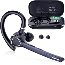 Bluetooth Headset, Single-Ear ENC Mic, Mute Button, 90H Hands-Free Earpiece | APTX HD Audio, Dual Device Connectivity, Lightweight All-Day Comfort, Noise Cancelling Mic, Ideal for Truckers & Office