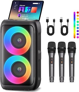 Bluetooth Speaker and 3 Wireless Microphones Party Speaker Karaoke Machine