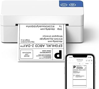 Bluetooth Thermal Shipping Label Printer with Built-in Label Bin, Wireless 4x6 Label Printer for iPhone, Android, Windows & Mac, Includes 50 Labels, Works with USPS, UPS, Amazon, Etsy, Shopify, Black