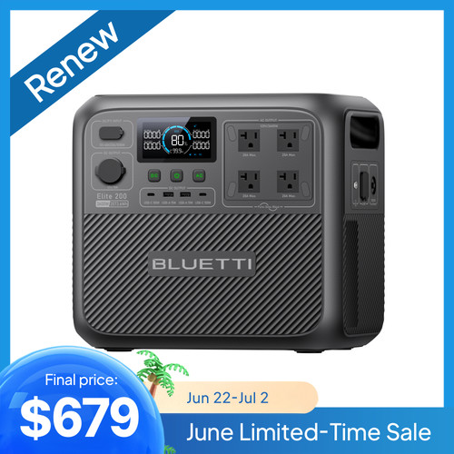 BLUETTI Elite 200 V2 2073Wh Portable Power Station LFP Certified Refurbished