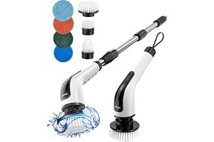 Bomves Electric Spin Scrubber, Cordless Cleaning Brush Scrubber for Home, Multi Replaceable Brush Heads-90Mins Work Time, 3 Adjustable Size, 2 Speeds for Bathroom Shower Bathtub Glass Car