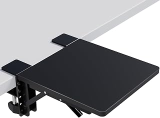 BONTEC Ergonomic Desk Extender Tray, 9.5"x9.1" Table Mount Arm Wrist Rest Shelf, 90&deg; Foldable Elbow Support, Clamp on Computer Arm Rest for Desk, Office & Home Use, Durable & Easy to Install