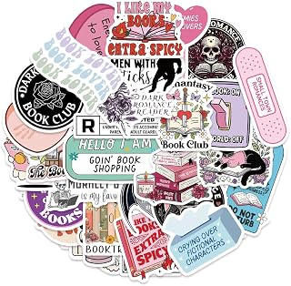 Book Stickers for Kindle, 50PCS Reading Stickers for Adults, Book Lover Stickers for Journals, Scrapbooks, Laptops, Waterproof Literary Vinyl Decals Gift for Book Lovers, Teens & Adults