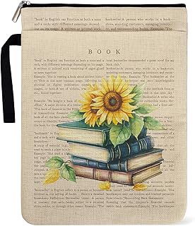 Bookish Sunflower Book Sleeve for Paperbacks, Book Covers for Women Friends Book Lovers Librarian Lovers Bookish Group Club with Zipper and Front Pocket, Graduation Birthday Book Pouch Gifts