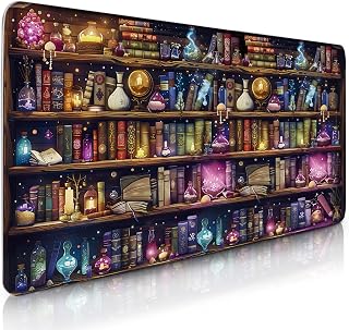 Books Gaming Mouse Pad Large Extended, Stitched Edge Non-Slip Base Mousepad | Keyboard Mouse Mat for Home Office, Desk Mat, Computer Laptop Extended Desk Mats, Christmas Gift for Women Men 15.7x35.4InXXL