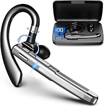 Boytond Bluetooth Earpiece V6.1,Wireless Handsfree Headset with Mic,CVC8.0 Noise Cancelling Headset,100 Hrs Talk Time Driving Headset for Android, iOS,Laptop,Office,Truck Driver,Graphite Black&Silver