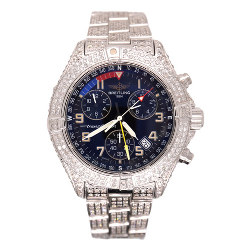 Breitling TransOcean Chrono Quartz 40mm Iced 13ct Diamond Black Dial A530401