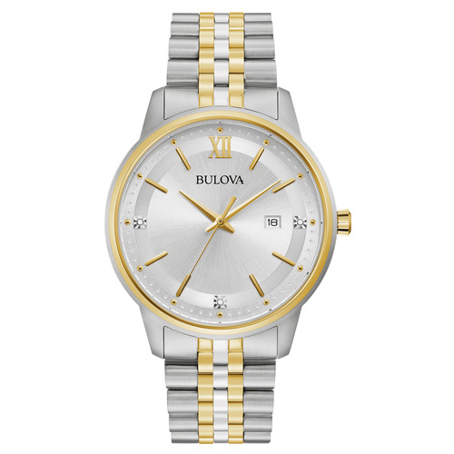 Bulova Men's Classic Calendar Quartz Silver Stainless Steel Watch 41 MM 98D161