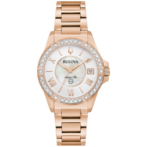 Bulova Women's Marine Star Quartz Date Indicator Rose Gold Watch 32mm 98R295
