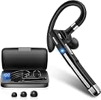 Business Bluetooth Headset V5.4, Single-Ear Bluetooth Earpiece, CVC8.0 Noise Cancelling, 100Hrs Talk Time Wireless Earbud with Mic for Work, Hands-Free Headphone for Trucker, Office, Home & Business