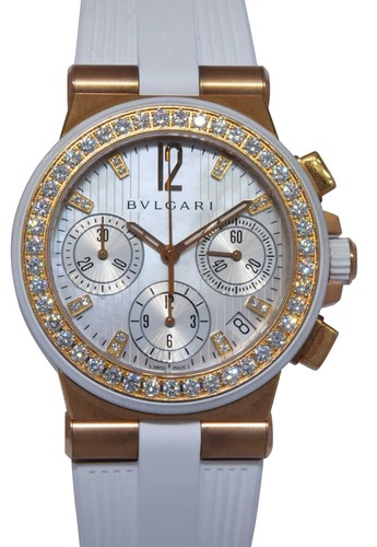 Bvlgari Diagono 18k Rose Gold & Diamond Ladies Automatic Watch B/P DGP35GVCH