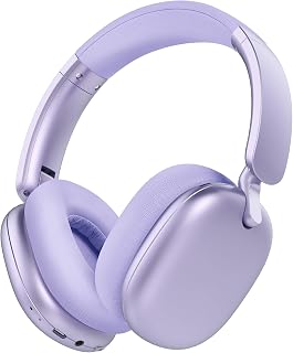 C6 Active Noise Cancelling Headphones, Wireless Over Ear Bluetooth Headphones, 60H Playtime, Lightweight Folding Comfort Fit Ear Cups Headset with Mic for iPad/Travel/PC/Home Purple