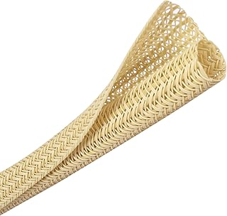 Cable Management Sleeve, Split Design, 25FT - 1 Inch, Beige | Cord Protectors from Pets | Heat & Abrasion Resistant Wire Loom | Automotive Wiring & Home Office Cable Organization
