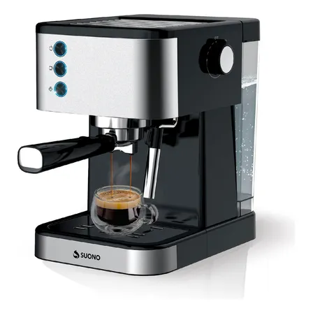 Cafetera Espresso Suono 20 Bar 1.5l Vaporizador 1350w Snpe-2006 Negro Negro/plateado
