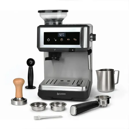 Cafetera Expreso Digital Con Molinillo Suono Autom&aacute;tica Fresh Grind Capuchino Latte 1.7l 20 Bares Acero Inoxidable