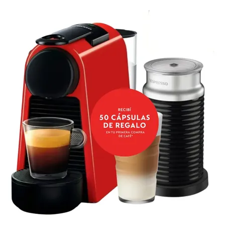 Cafetera Nespresso Essenza Mini + Aeroccino Color Rojo