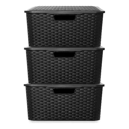 Caja Organizadora Simil Rattan Grande Xl Pack Por 3 Oferta