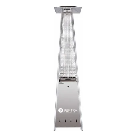 Calefactor Exterior Garrafa A Gas Pir&aacute;mide Pektra Acero Inox Plateado