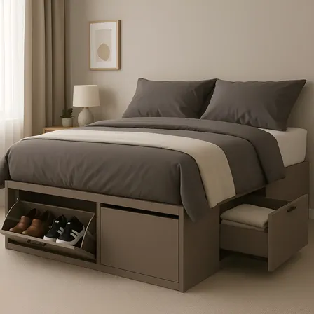 Cama Box 2 Plazas Queen Xl Extensible 140 Cm O 160 Cm Con Cajones Zapateros Baulera Roble Kendal Dormitorio Moderna Guardado Completo Cam160 Dielfe