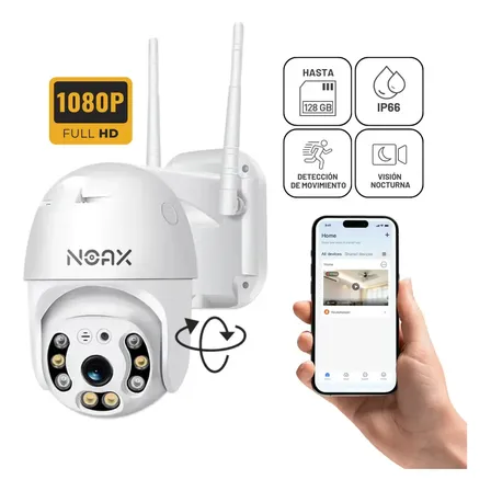C&aacute;mara De Seguridad Inal&aacute;mbrica Exterior Wifi Ip Noax Ptz A6 360&deg; Hd Micr&oacute;fono Rj45 Sd Sensor De Movimiento Visi&oacute;n Nocturna App