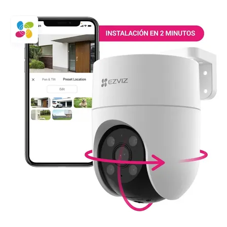 Camara De Seguridad Wifi Domo Color Full Hd Ezviz H8C 2mp 1080 Vista 360 Color Blanco