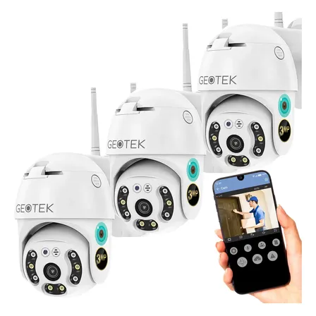 Camara Seguridad Geotek 3mp Ip Wifi Exterior Full Hd Domo Kit X3